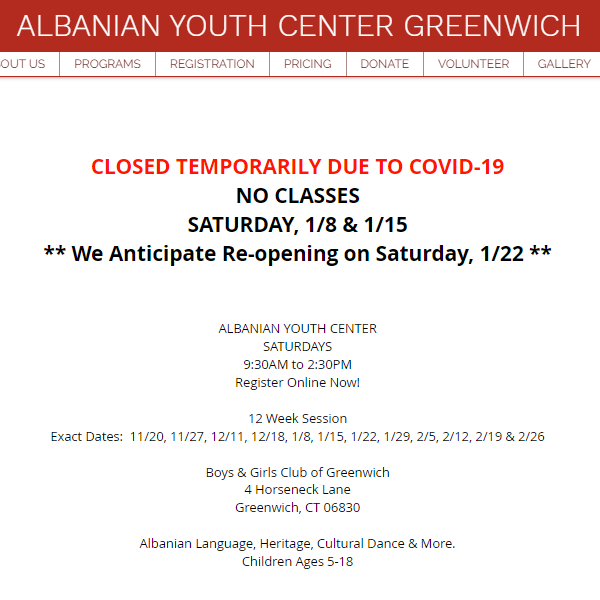 Albanian Speaking Organizations in USA - Albanian Youth Center Greenwich